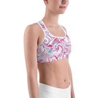 Load image into Gallery viewer, Designs by MyUtopia Shout Out:Pink Marble Sports bra
