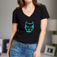 Load image into Gallery viewer, Designs by MyUtopia Shout Out:Pitbull Face Adult Unisex V Neck Tee
