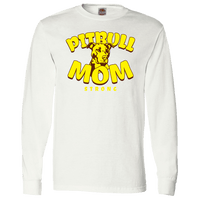 Load image into Gallery viewer, Designs by MyUtopia Shout Out:Pitbull Mom Adult Long Sleeve Tee,White / S,Long Sleeve T-Shirts
