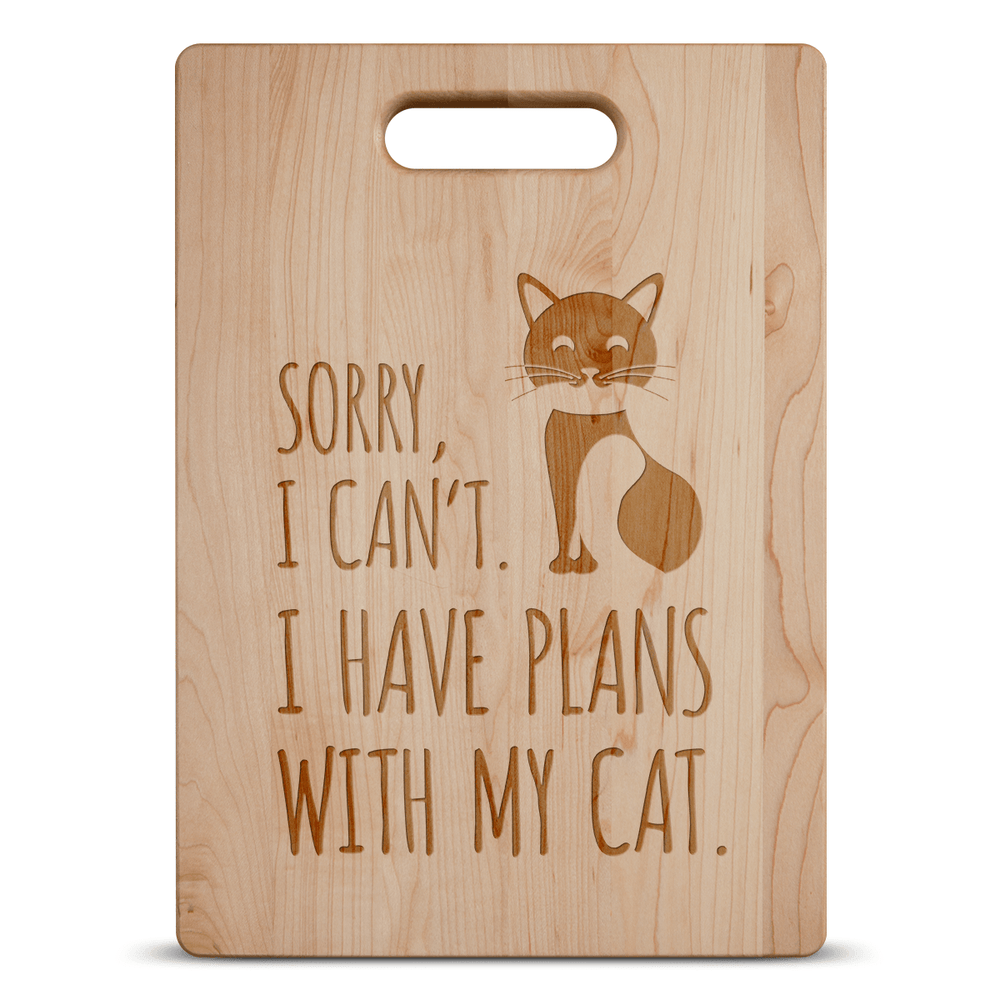 Designs by MyUtopia Shout Out:Plans With Cat Engraved Maple Cutting Board