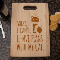 Load image into Gallery viewer, Designs by MyUtopia Shout Out:Plans With Cat Engraved Maple Cutting Board,🌟  Best Value 9 3/4″ X 13.5″,Cutting Board
