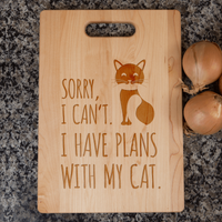 Load image into Gallery viewer, Designs by MyUtopia Shout Out:Plans With Cat Engraved Maple Cutting Board
