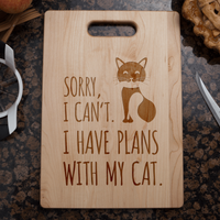 Load image into Gallery viewer, Designs by MyUtopia Shout Out:Plans With Cat Engraved Maple Cutting Board
