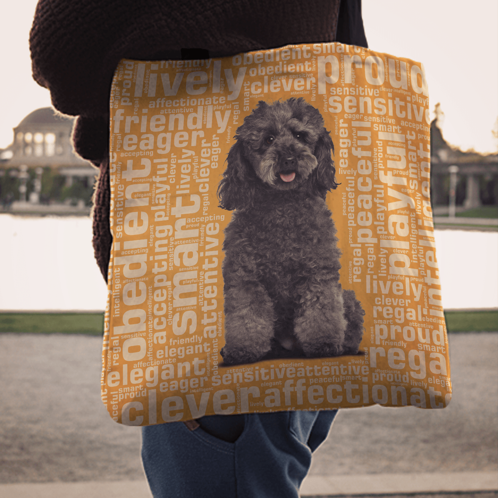 Designs by MyUtopia Shout Out:Playful Poodle Fabric Totebag Reusable Shopping Tote