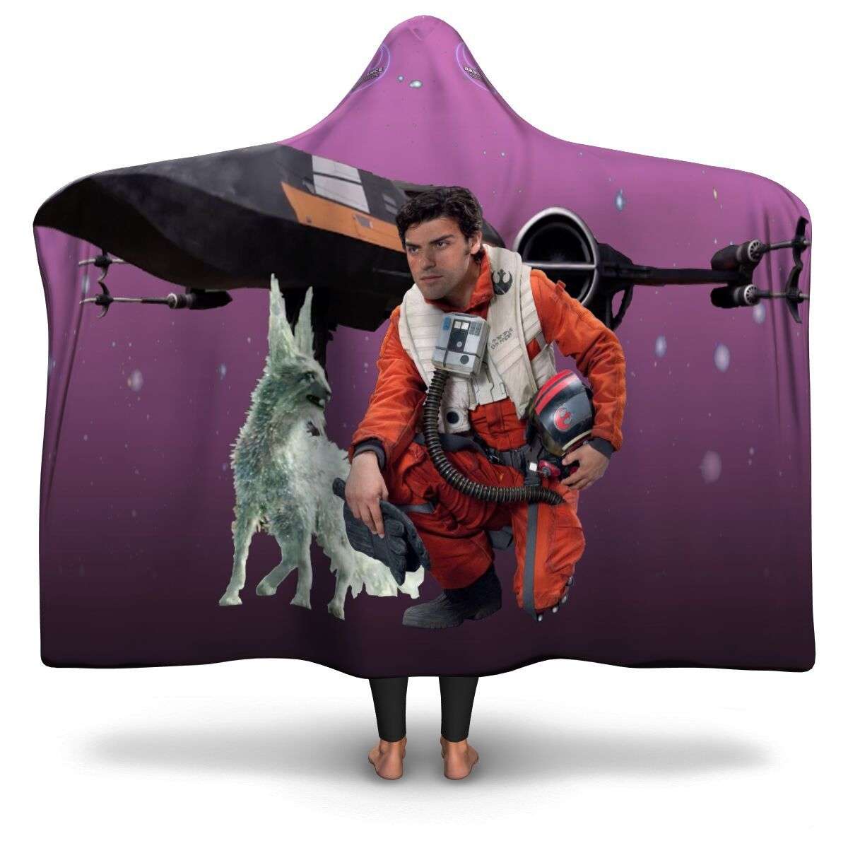 Designs by MyUtopia Shout Out:Poe and Crystal Fox Hooded Blanket,Adult / Premium Sherpa,Hooded Blanket - AOP