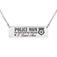Load image into Gallery viewer, Designs by MyUtopia Shout Out:Police Mom ... I Raised My Hero Engraved Personalized Bar Necklace

