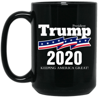 Load image into Gallery viewer, Designs by MyUtopia Shout Out:President Trump 2020 Ceramic Coffee Mug,15 oz / Black,Ceramic Coffee Mug
