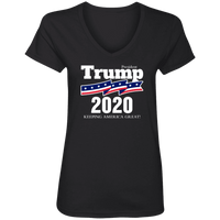 Load image into Gallery viewer, Designs by MyUtopia Shout Out:President Trump 2020 Ladies&#39; V-Neck T-Shirt,S / Black,Ladies T-Shirts
