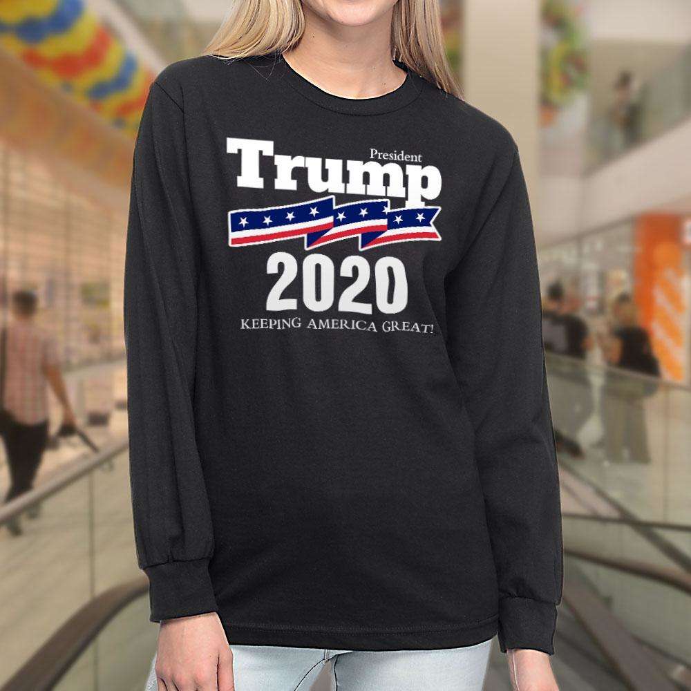 Designs by MyUtopia Shout Out:President Trump 2020 Long Sleeve Ultra Cotton T-Shirt