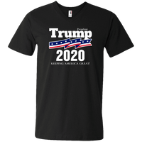 Load image into Gallery viewer, Designs by MyUtopia Shout Out:President Trump 2020 Men&#39;s Printed V-Neck T-Shirt,S / Black,T-Shirts
