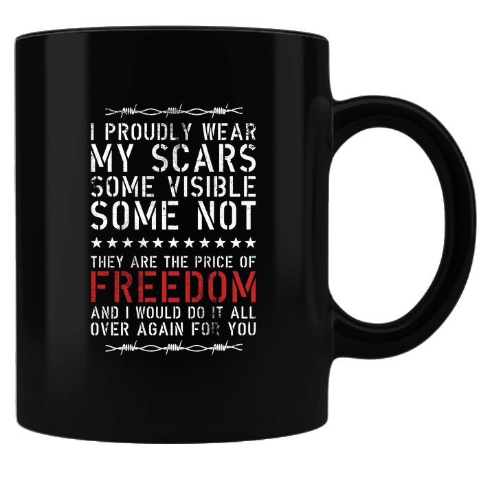 Designs by MyUtopia Shout Out:Price of Freedom Black Coffee Mug,Black,Ceramic Coffee Mug