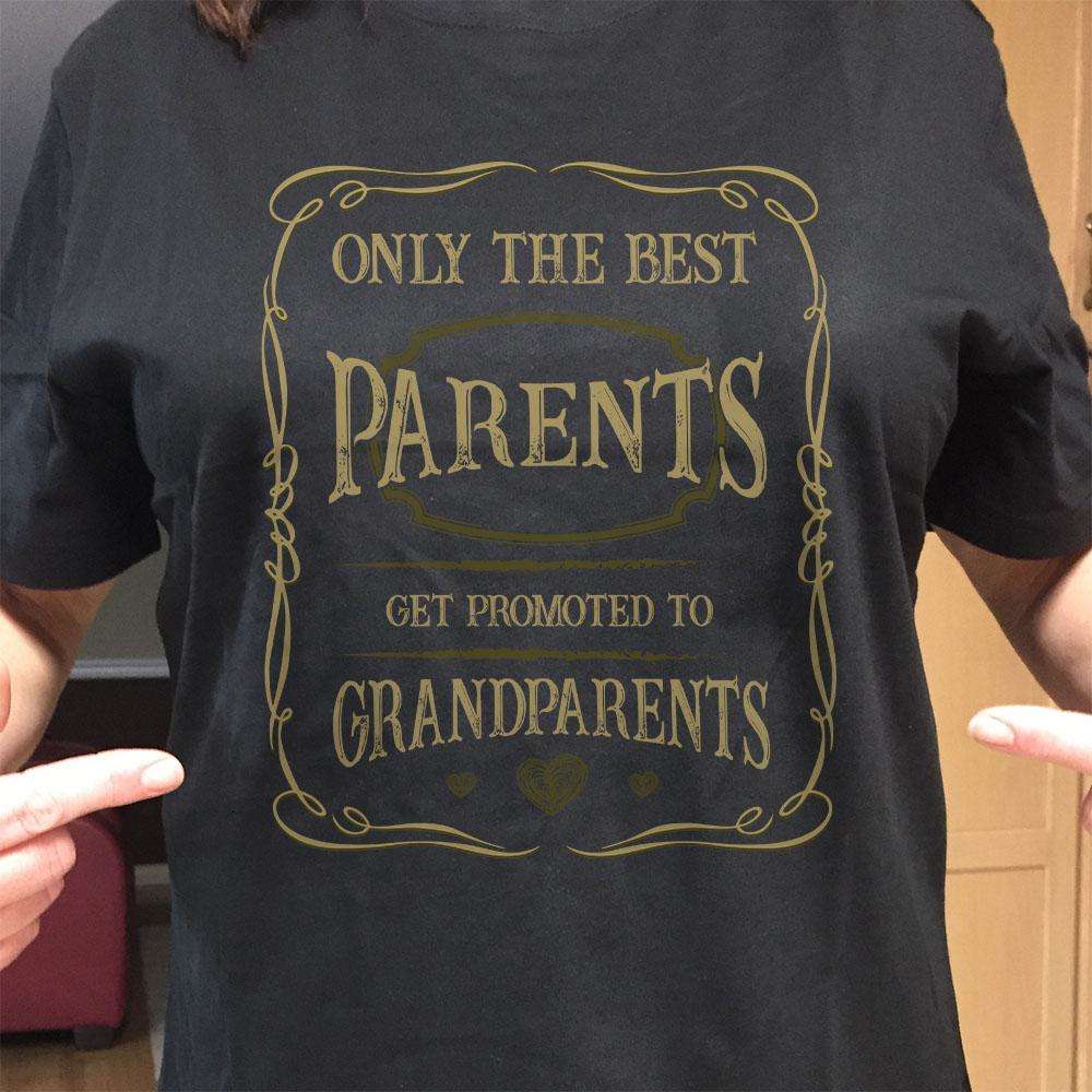 Designs by MyUtopia Shout Out:Promoted To Grandparents Adult Unisex Cotton Short Sleeve T-Shirt