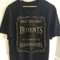 Load image into Gallery viewer, Designs by MyUtopia Shout Out:Promoted To Grandparents Adult Unisex Cotton Short Sleeve T-Shirt,S / Black,Adult Unisex T-Shirt
