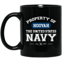 Load image into Gallery viewer, Designs by MyUtopia Shout Out:Property of  Hooyah US Navy Ceramic Coffee Mug,11 oz / Black,Ceramic Coffee Mug
