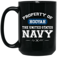 Load image into Gallery viewer, Designs by MyUtopia Shout Out:Property of  Hooyah US Navy Ceramic Coffee Mug,15 oz / Black,Ceramic Coffee Mug
