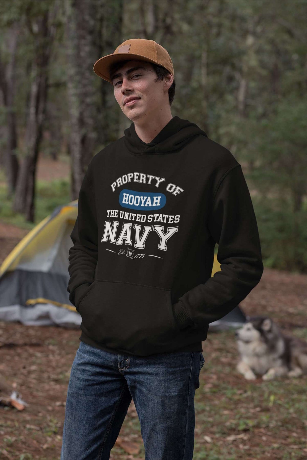 Designs by MyUtopia Shout Out:Property of  Hooyah US Navy Core Fleece Pullover Hoodie