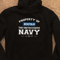 Load image into Gallery viewer, Designs by MyUtopia Shout Out:Property of  Hooyah US Navy Core Fleece Pullover Hoodie
