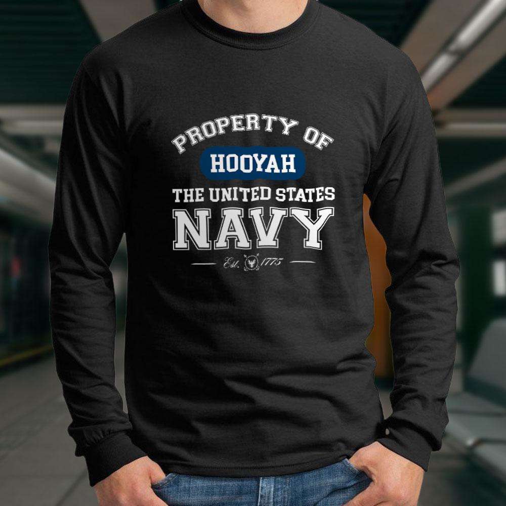 Designs by MyUtopia Shout Out:Property of  Hooyah US Navy Long Sleeve Ultra Cotton T-Shirt