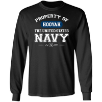 Load image into Gallery viewer, Designs by MyUtopia Shout Out:Property of  Hooyah US Navy Long Sleeve Ultra Cotton T-Shirt,Black / S,Long Sleeve T-Shirts
