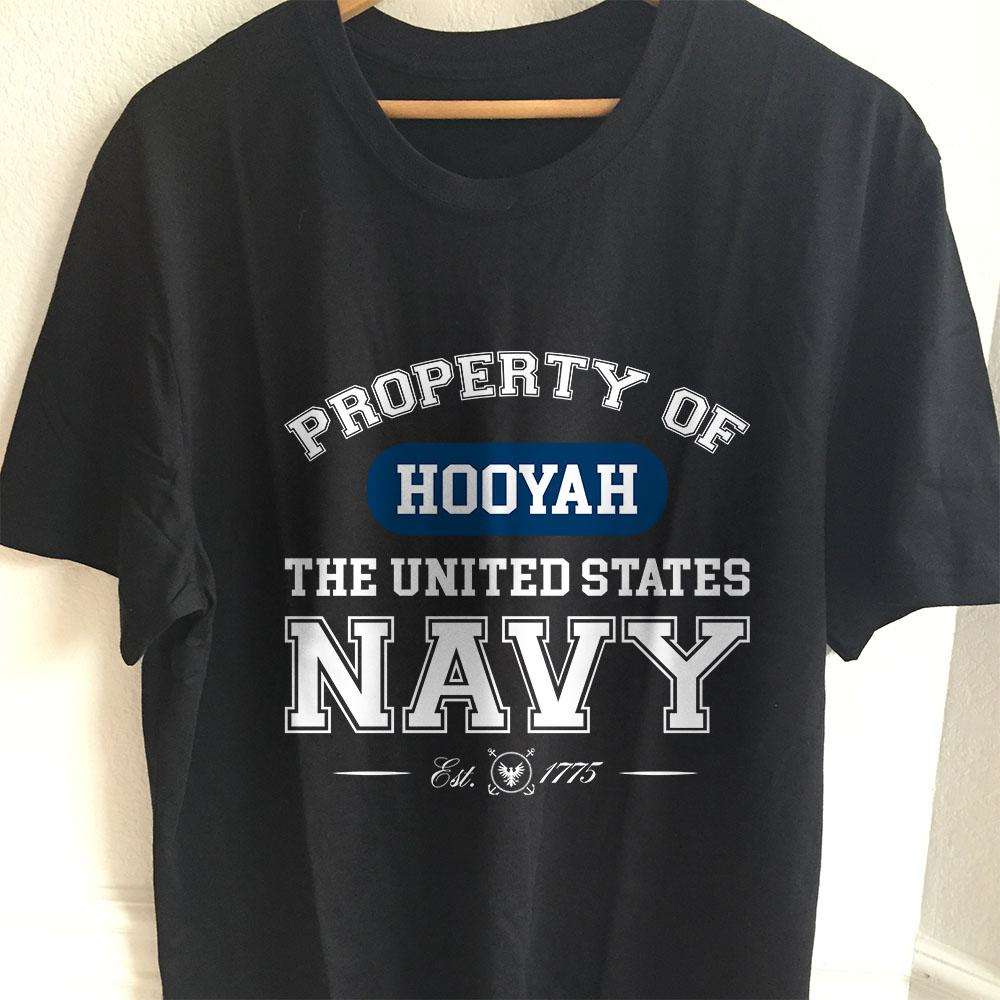 Designs by MyUtopia Shout Out:Property of  Hooyah US Navy Unisex Jersey Short-Sleeve T-Shirt