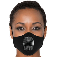 Load image into Gallery viewer, Designs by MyUtopia Shout Out:Protected by God Guns and Glory Fitted Fabric Face Mask w. Adjustable Ear Loops
