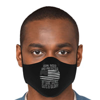 Load image into Gallery viewer, Designs by MyUtopia Shout Out:Protected by God Guns and Glory Fitted Fabric Face Mask w. Adjustable Ear Loops
