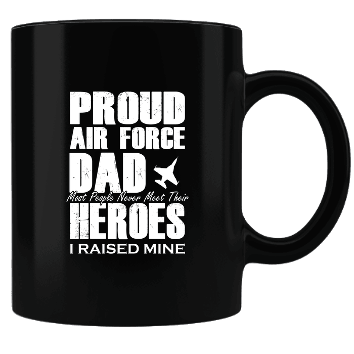 Designs by MyUtopia Shout Out:Proud Air Force Dad Black Coffee Mug,Black,Ceramic Coffee Mug