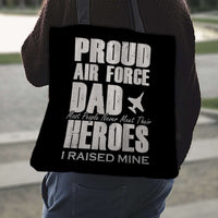 Load image into Gallery viewer, Designs by MyUtopia Shout Out:Proud Air Force Dad Fabric Totebag Reusable Shopping Tote
