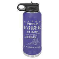 Load image into Gallery viewer, Designs by MyUtopia Shout Out:Proud Air Force Dad, I Raised My Hero, Custom Engraved Personalized 32oz Polar Camel Water Bottle - Stainless Steel,Purple / 32oz,Polar Camel - 32oz Water Bottle
