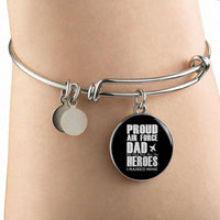Load image into Gallery viewer, Designs by MyUtopia Shout Out:Proud Air Force Dad Personalized Engravable Keepsake Bangle Bracelet
