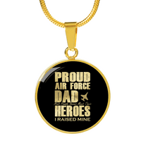 Load image into Gallery viewer, Designs by MyUtopia Shout Out:Proud Air Force Dad Personalized Engravable Keepsake Necklace,Gold / No,Necklace
