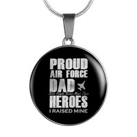 Load image into Gallery viewer, Designs by MyUtopia Shout Out:Proud Air Force Dad Personalized Engravable Keepsake Necklace,Silver / No,Necklace
