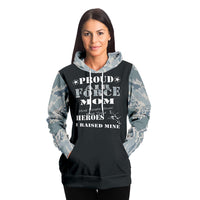 Load image into Gallery viewer, Designs by MyUtopia Shout Out:Proud Air Force Mom, I Raised My Hero 360 Print Premium Pullover Fashion Hoodie Gray,XS / Gray,Pullover Hoodie - AOP
