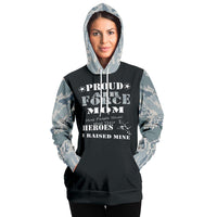Load image into Gallery viewer, Designs by MyUtopia Shout Out:Proud Air Force Mom, I Raised My Hero 360 Print Premium Pullover Fashion Hoodie Gray
