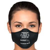 Load image into Gallery viewer, Designs by MyUtopia Shout Out:Proud Air Force Mom, I Raised My Hero Fabric Face Mask w. Adjustable Ear Loops

