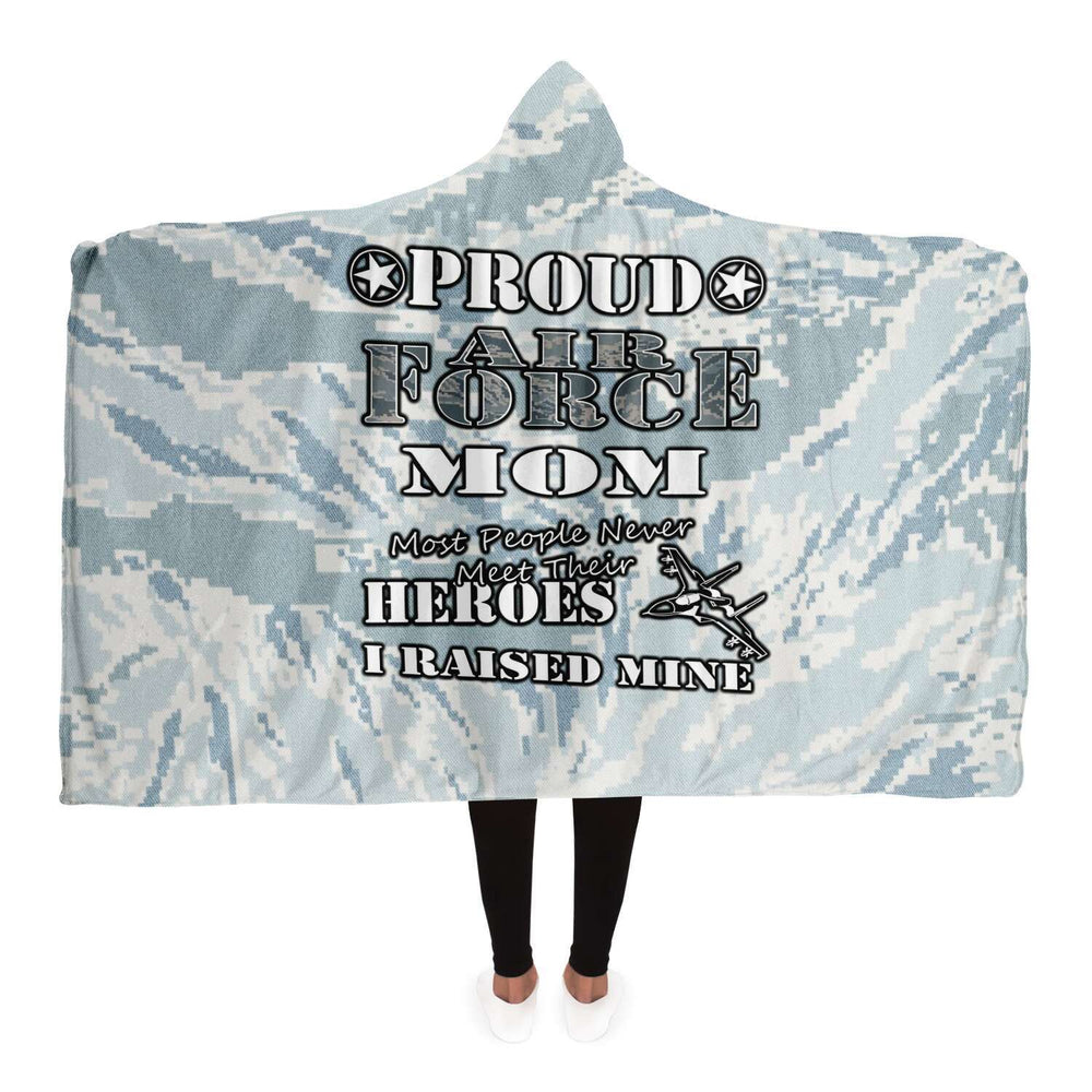 Designs by MyUtopia Shout Out:Proud Air Force Mom, I Raised My Hero Sherpa Hooded Blanket,Adult - 80 x 55 Inches / Premium Sherpa,Hooded Blanket - AOP