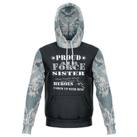Load image into Gallery viewer, Designs by MyUtopia Shout Out:Proud Air Force Sister, I Grew Up with My Hero Premium Pullover Fashion Hoodie Gray
