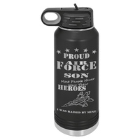 Load image into Gallery viewer, Designs by MyUtopia Shout Out:Proud Air Force Son, I was Raised by My Hero, Custom Engraved Personalized 32oz Polar Camel Water Bottle,Black / 32oz,Polar Camel - 32oz Water Bottle
