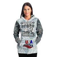 Load image into Gallery viewer, Designs by MyUtopia Shout Out:Proud Air Force Wife, I Married My Hero  U.S.A. Premium Fleece Lined Pullover Hoodie,XS / Gray,Pullover Hoodie - AOP
