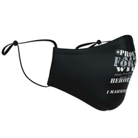 Load image into Gallery viewer, Designs by MyUtopia Shout Out:Proud Airforce Wife I Married My Hero Adult Face Mask w. Adjustable Ear Loops
