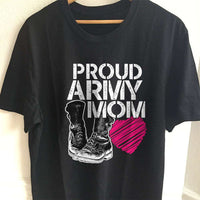 Load image into Gallery viewer, Designs by MyUtopia Shout Out:Proud Army Mom Adult Unisex T-Shirt,S / Black,Adult Unisex T-Shirt
