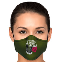 Load image into Gallery viewer, Designs by MyUtopia Shout Out:Proud Army Mom, Army Boots, Heart Fitted Face mask with adjustable ear loops
