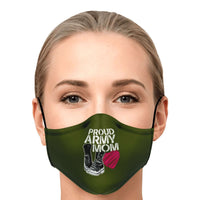 Load image into Gallery viewer, Designs by MyUtopia Shout Out:Proud Army Mom, Army Boots, Heart Fitted Face mask with adjustable ear loops
