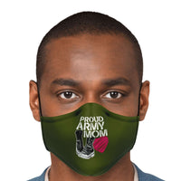Load image into Gallery viewer, Designs by MyUtopia Shout Out:Proud Army Mom, Army Boots, Heart Fitted Face mask with adjustable ear loops
