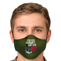 Load image into Gallery viewer, Designs by MyUtopia Shout Out:Proud Army Mom, Army Boots, Heart Fitted Face mask with adjustable ear loops
