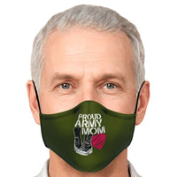 Load image into Gallery viewer, Designs by MyUtopia Shout Out:Proud Army Mom, Army Boots, Heart Fitted Face mask with adjustable ear loops
