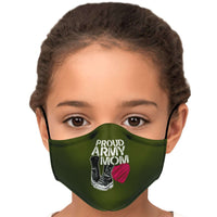 Load image into Gallery viewer, Designs by MyUtopia Shout Out:Proud Army Mom, Army Boots, Heart Fitted Face mask with adjustable ear loops
