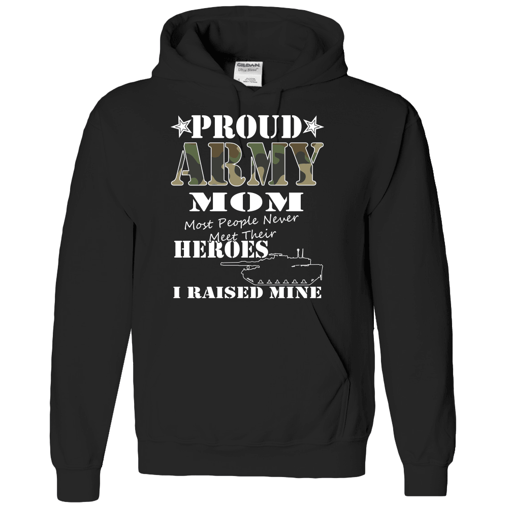Designs by MyUtopia Shout Out:Proud Army Mom I Raised My Hero Adult Hoodie Hooded Sweatshirt,S / Black,Adult Hoodie