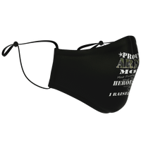 Load image into Gallery viewer, Designs by MyUtopia Shout Out:Proud Army Mom, I Raised My Hero Fitted Face Mask with Adjustable Ear Loops
