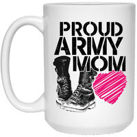 Load image into Gallery viewer, Designs by MyUtopia Shout Out:Proud Army Mom Soldier Boots and Heart Ceramic Coffee Cup,15 oz. / White,Coffee Cup
